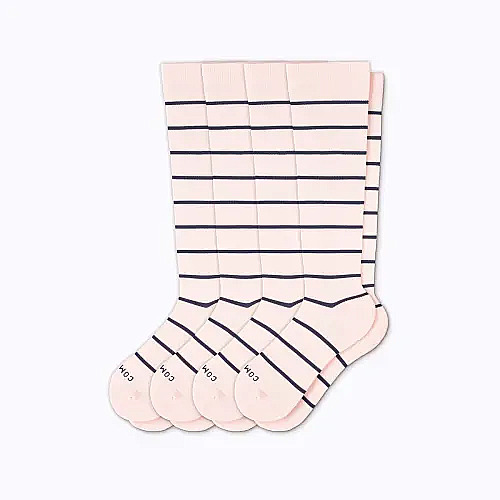 Knee-High Compression Socks - 4 Pack Stripes